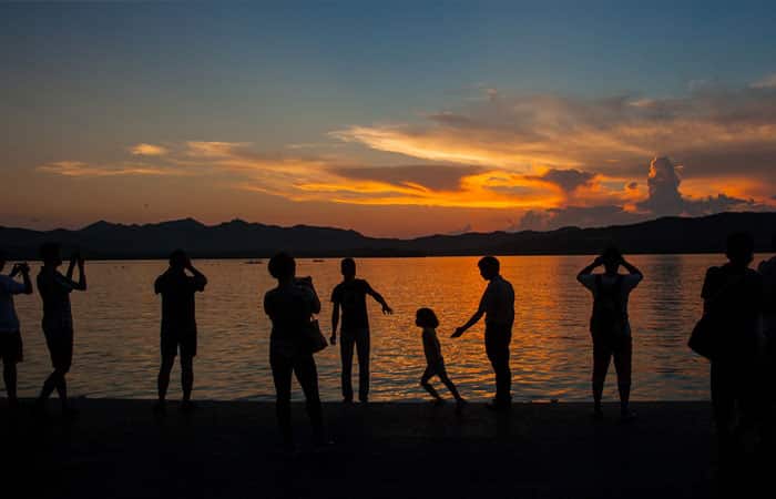 west lake in sunset